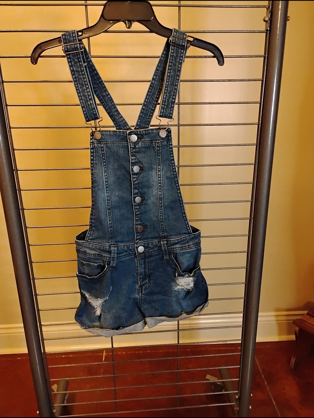 Tinseltown Light Blue Denim Shortalls with Dark Stitching Size Small